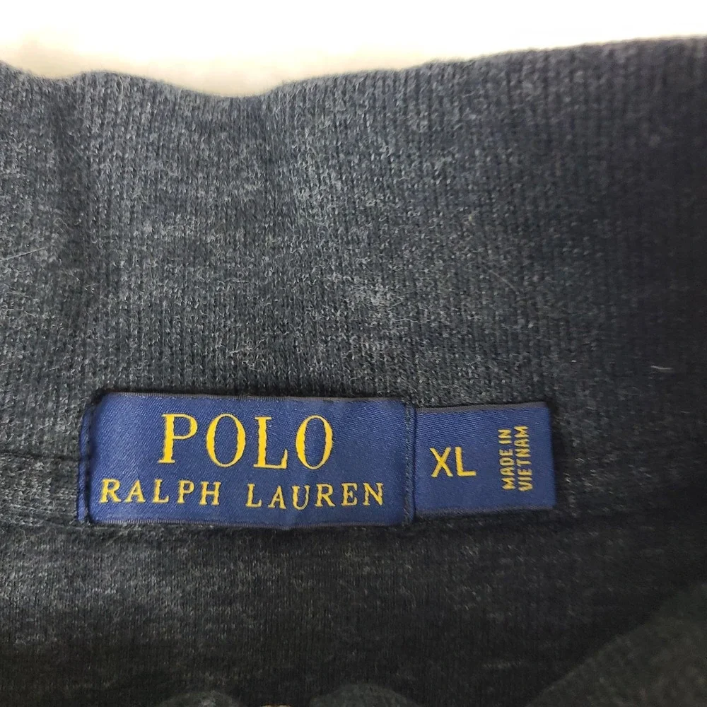 Polo Ralph Lauren Sweater Mens XL Dark Gray 100% Cotton Quarter Zip Sweatshirt‎